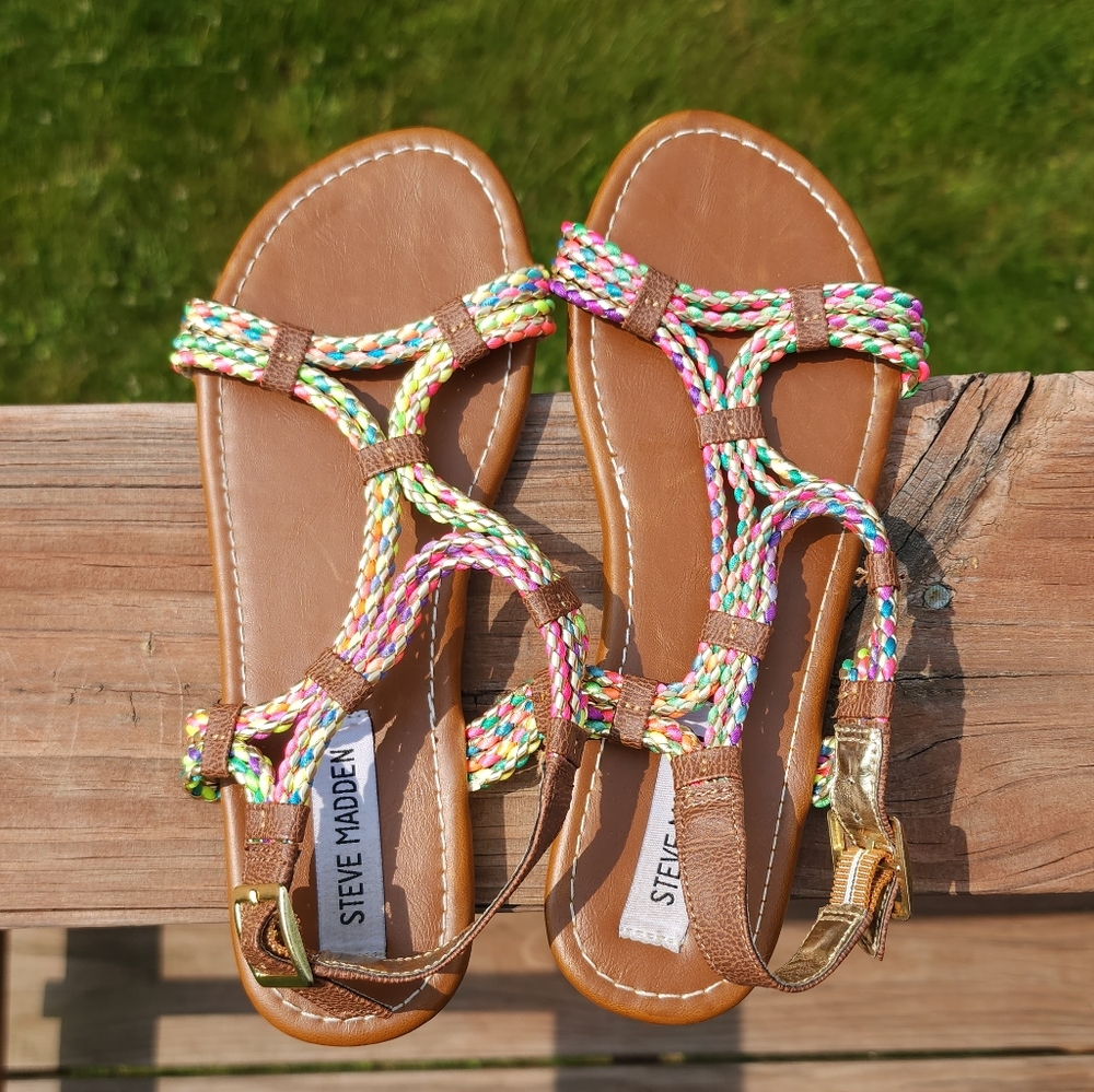 Steve Madden colorful gladiator sandals flats 4 - Picture 2 of 4